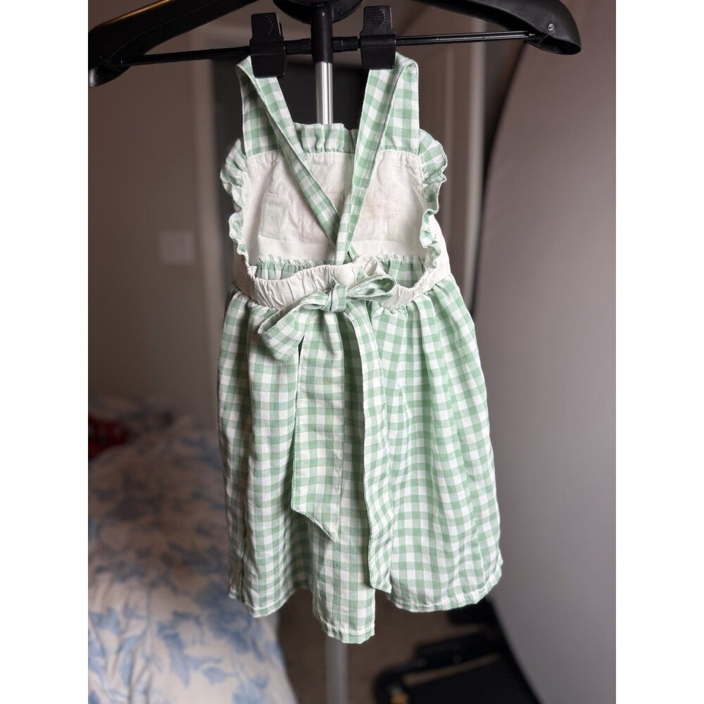 Girls Disney Snack Embroidered Gingham Dress Size 3XL (Fits 2T/3T) Green Cotton - Picture 2 of 14